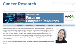 Special Issue on Computer Resources for cancer research